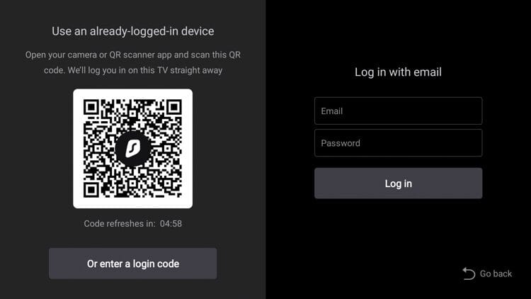 You can scan the QR code with your phone or enter manually with your email.