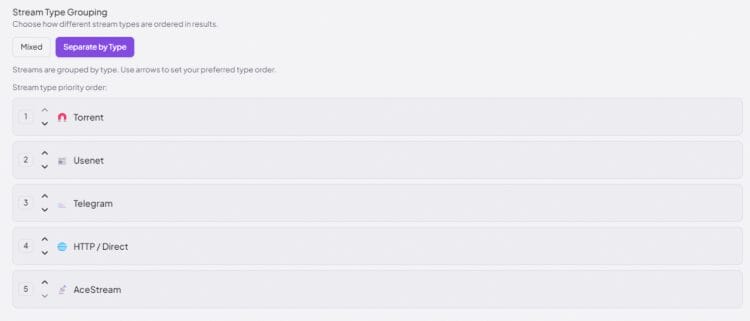 manage stream type display