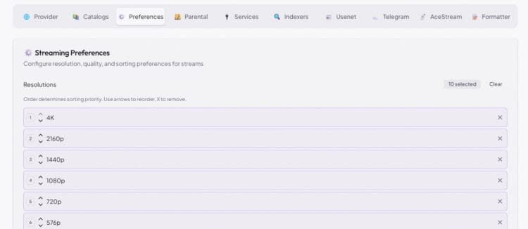 adjust preferences