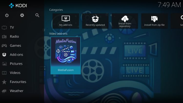 launch mediafusion kodi