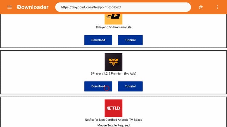 Scroll down and find BPlayer and then click Download.