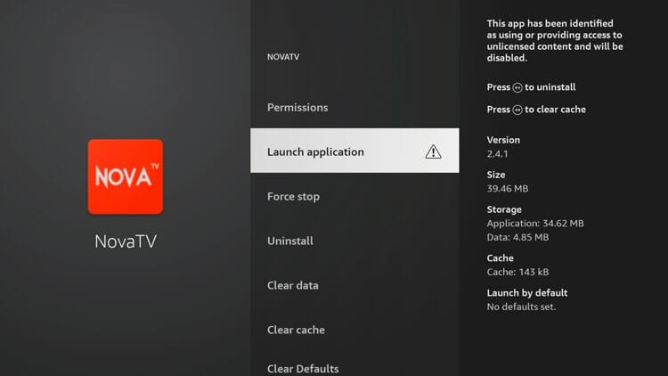 Now launch the Nova TV application.