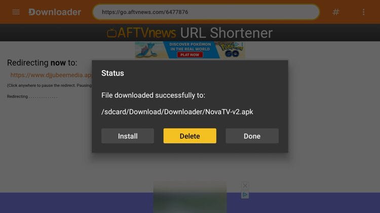 Return to Downloader and click Delete.