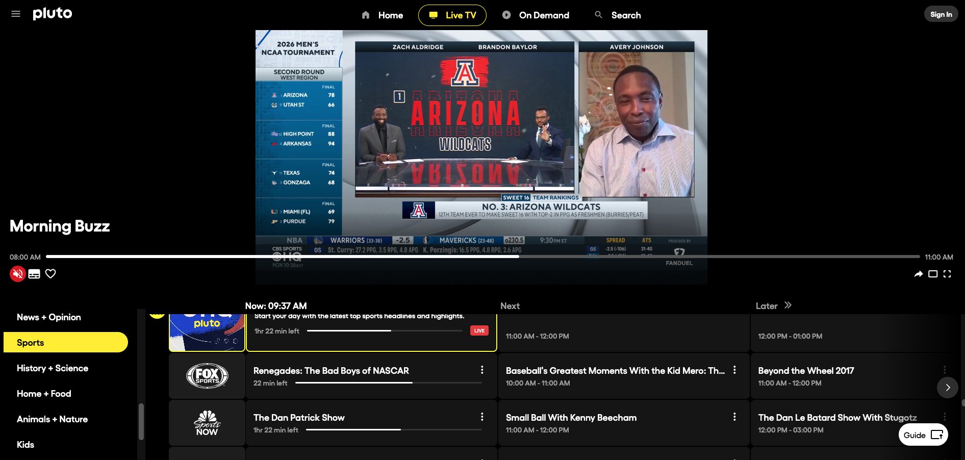 Pluto TV Sports App