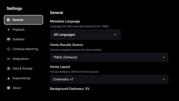 general settings