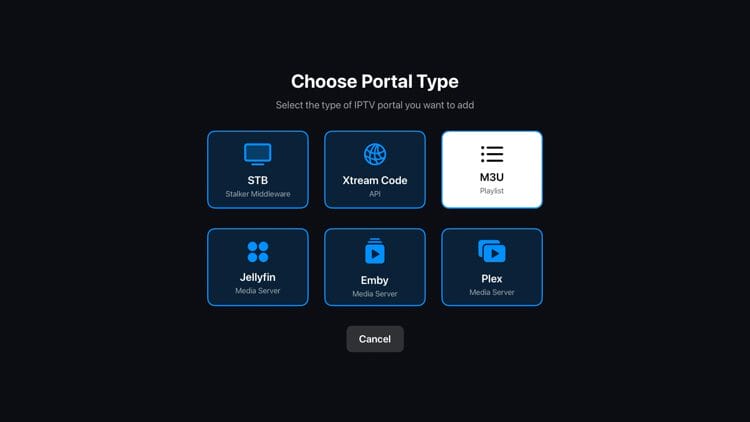 Then choose your preferred IPTV login method.
