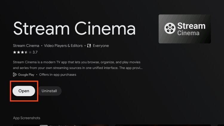 choose open for stream cinema