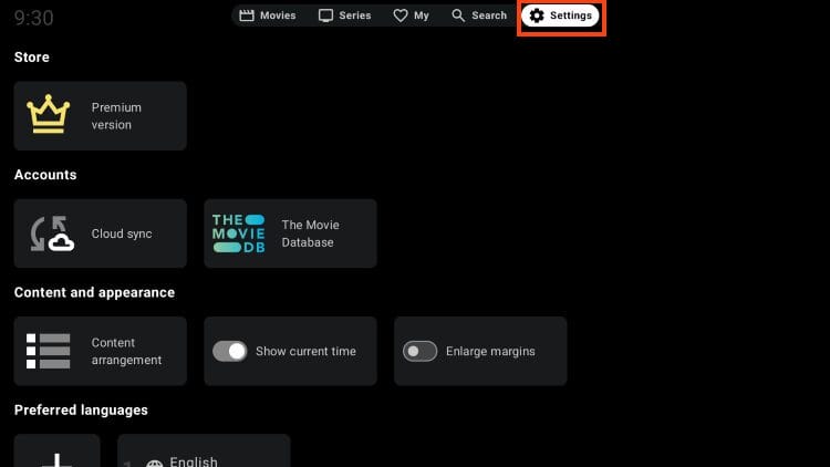 open settings
