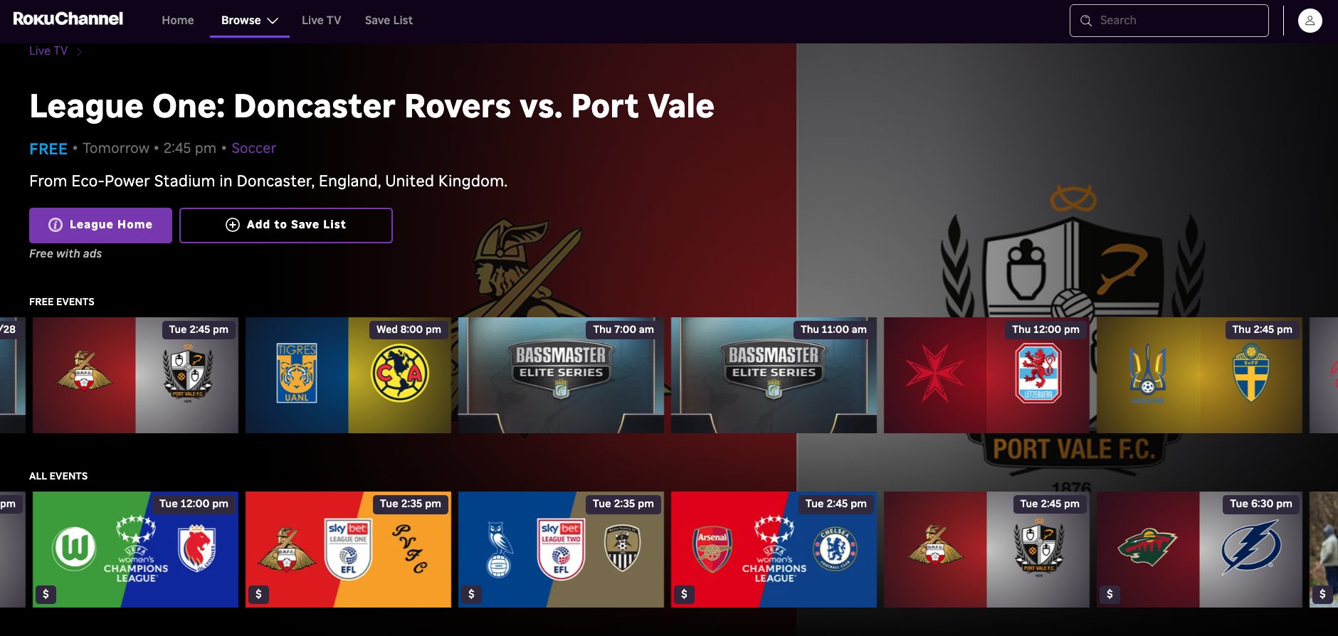 The Roku Channel Sports App