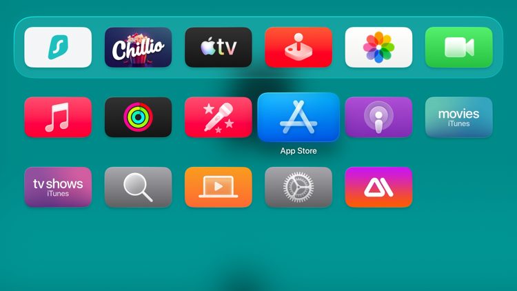 Klikk på App Store fra startskjermen til Apple TV 4K.