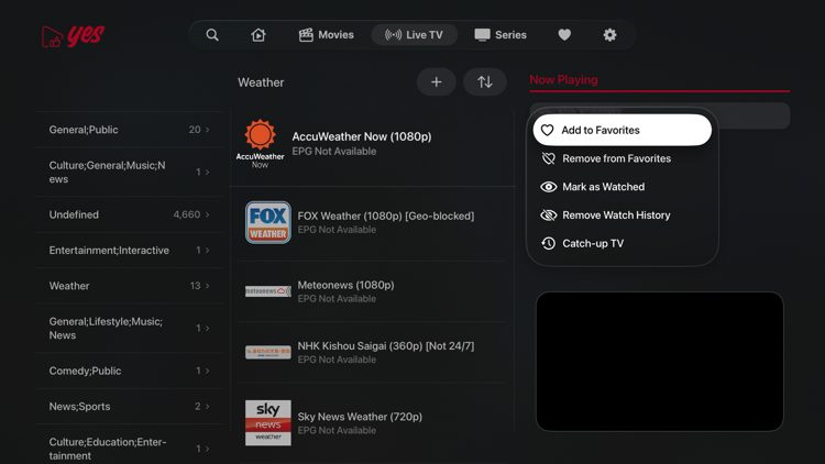 Legge til kanaler i favoritter