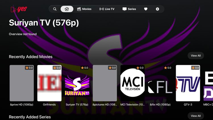Du har installert Yes IPTV-appen på Apple TV-enheten din.