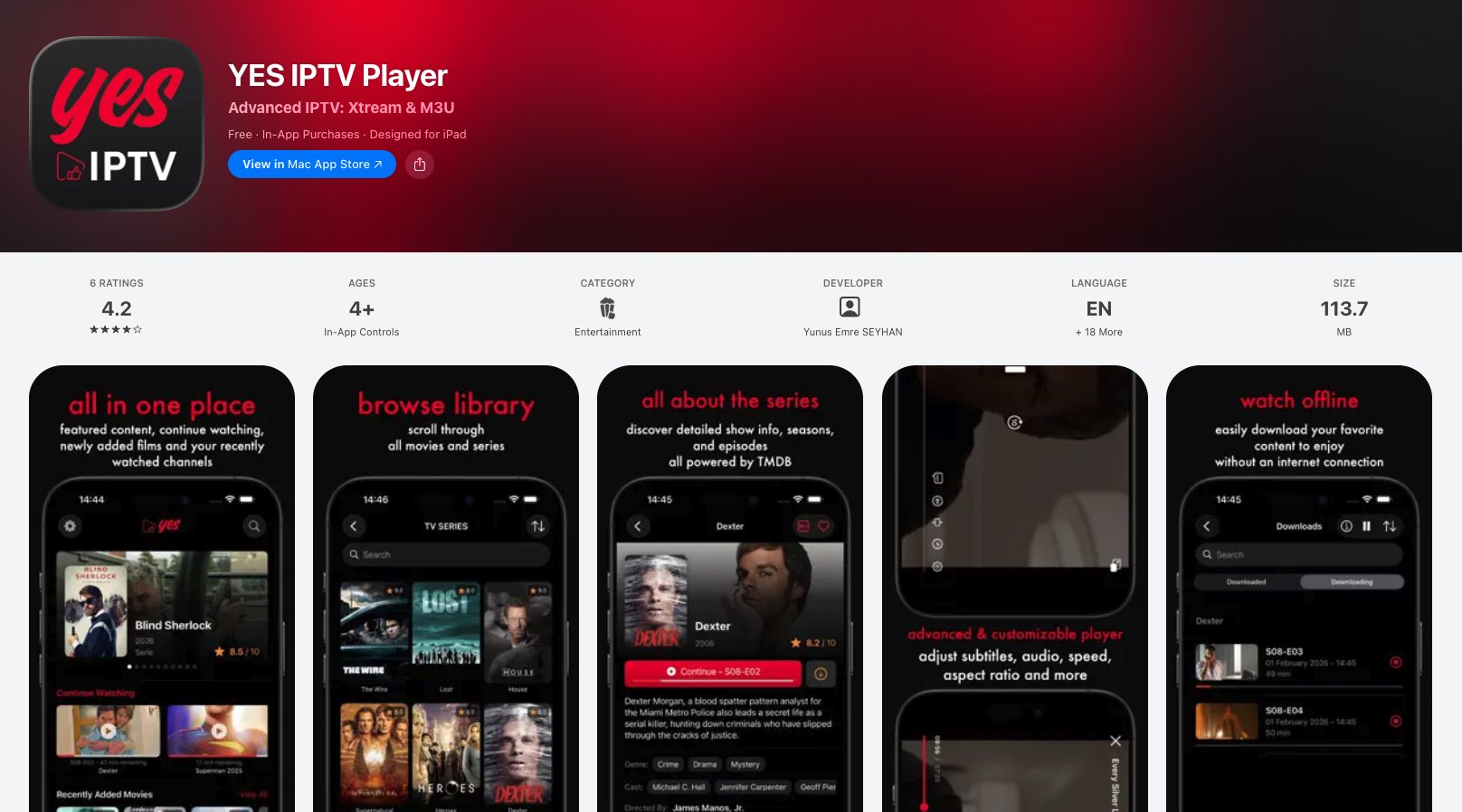 Ja IPTV-spiller Apple App Store
