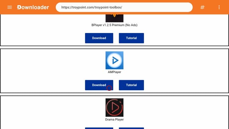 Scroll down to find AMPlayer and click Download.