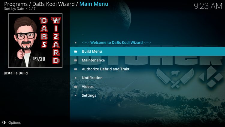 Select Build Menu.