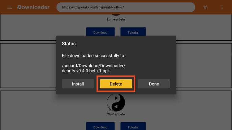 choose delete
