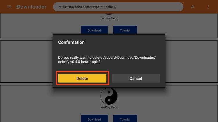click delete again