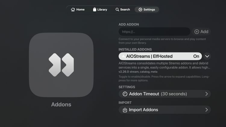 Return back to Fusion on your Apple TV, paste that URL, and click Add.