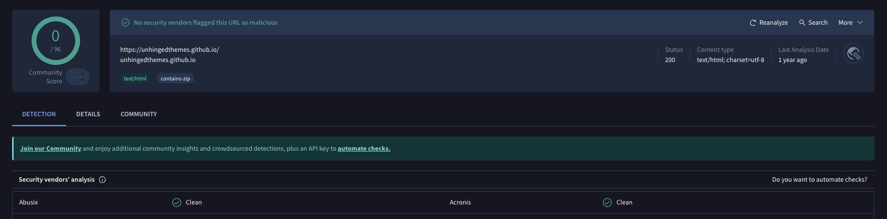 Genocide Addon VirusTotal Scan
