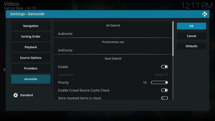 Return to Kodi and you should notice your Real-Debrid account is now logged in.