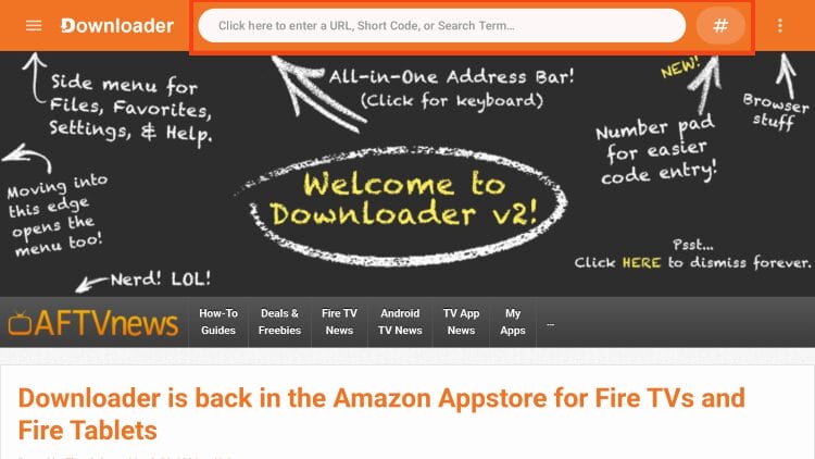 open url bar in downloader
