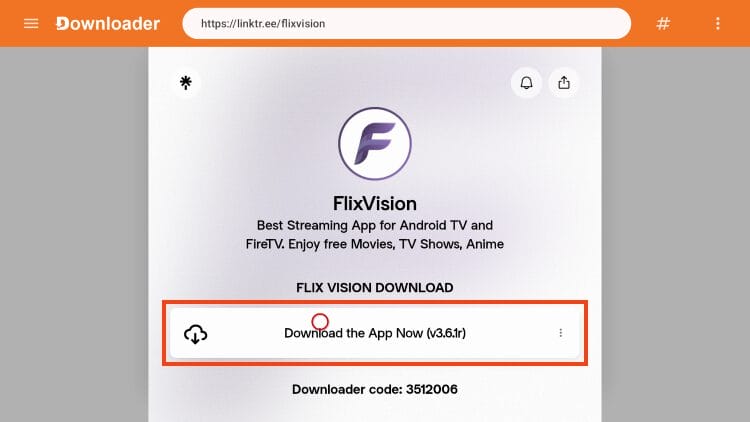 click download app now for flix vision