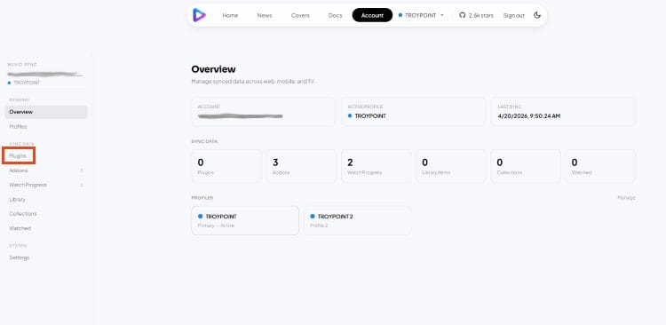 click plugins on left hand menu