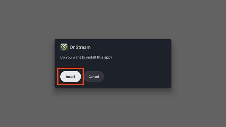 click install onstream apk