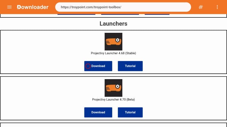 choose projectivy launcher stable or beta