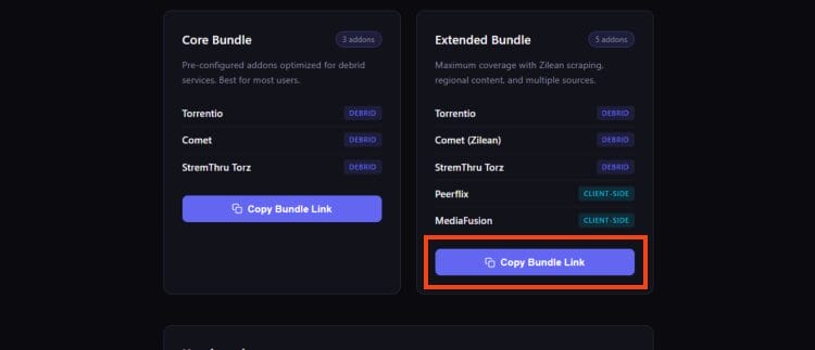 click copy bundle link