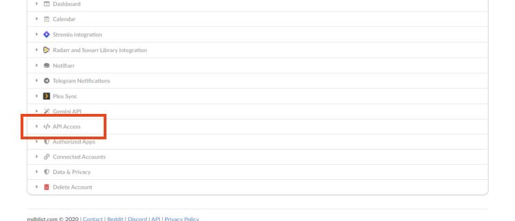 select API Settings