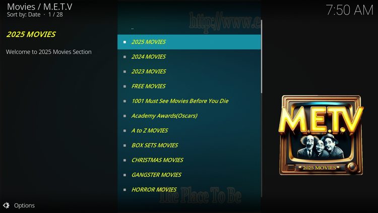 You have successfully installed the METV add-on for Kodi