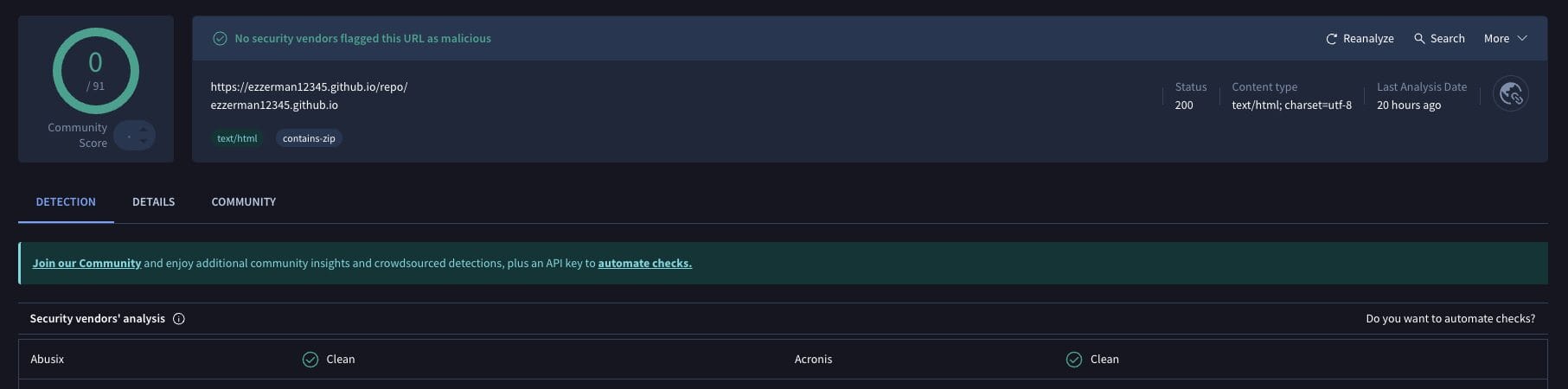METV Addon VirusTotal Scan
