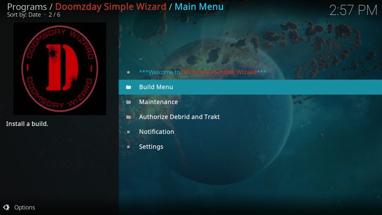 Select Build Menu.