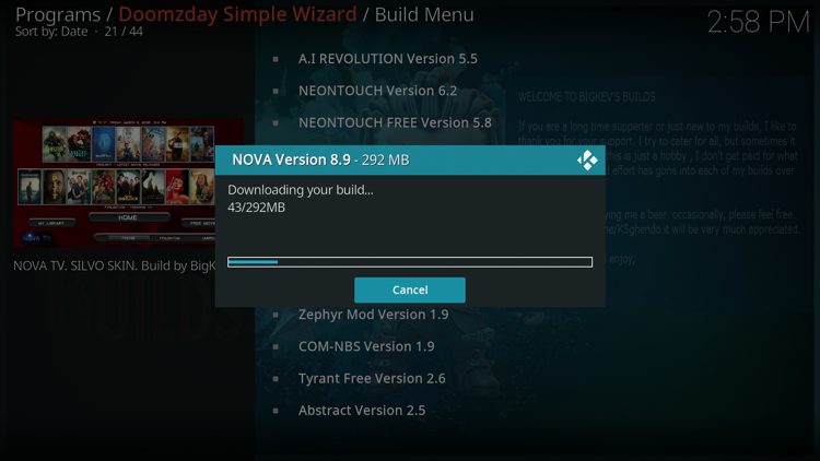 Wait for your build to download.