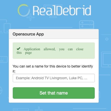 Visit real-debrid.com/device and enter the code you are given.