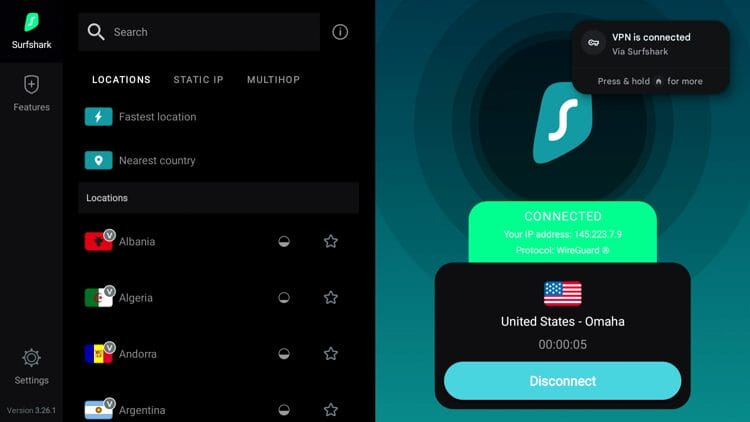 Before launching Ocean Streamz we suggest protecting yourself with a VPN since this is an unverified streaming app.
