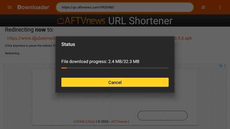 Wait a few seconds for the APK file to install.