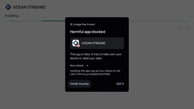 If you get this Harmful app blocked message click Install anyway. You can also disable Google Play Protect to bypass this.