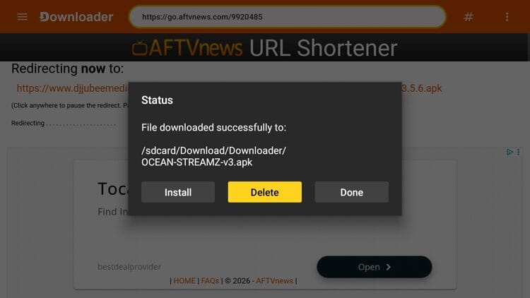 Return to Downloader and click Delete.