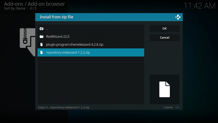 Click the zip file URL - repository.redwizard.zip