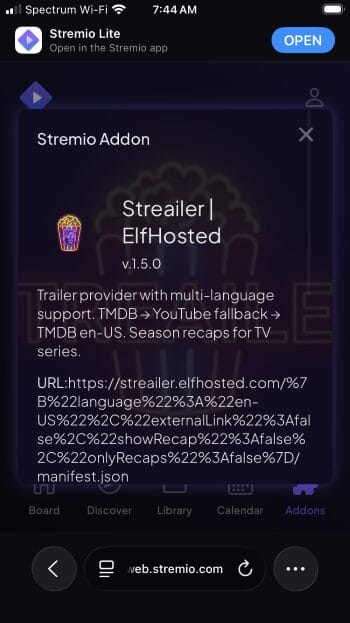 streailer addon prompt