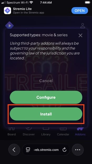 click install
