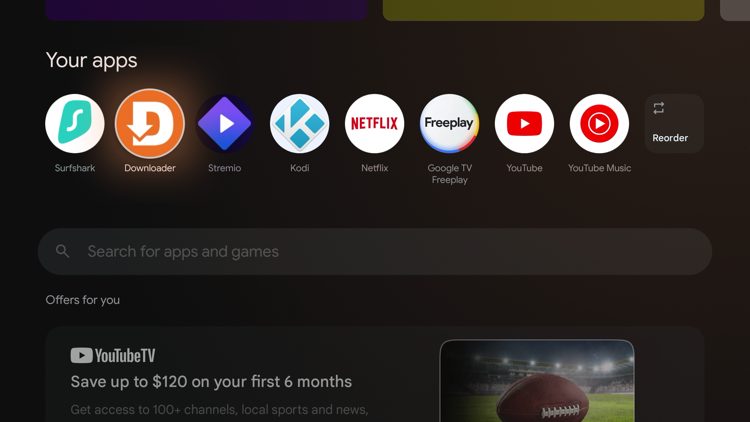 Du må først installere Downloader-appen på enheten din.