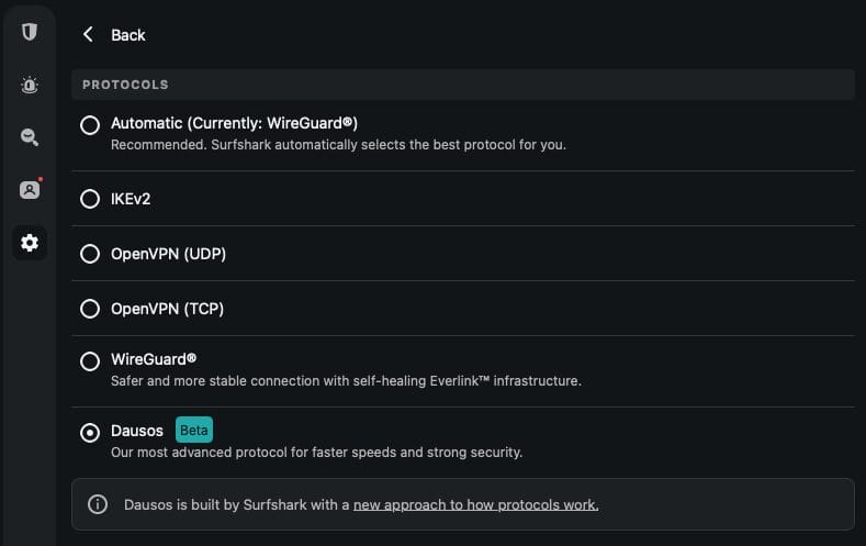 Surfshark Dausos Protocol On My Mac