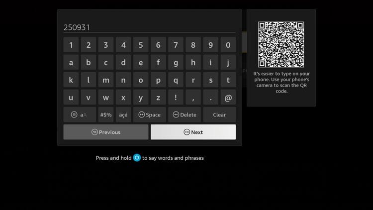 Enter the code 250931 and click Next.