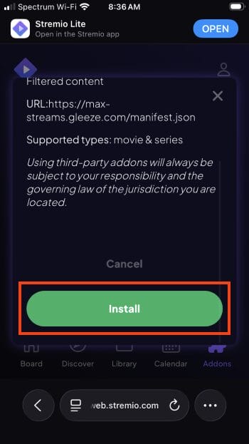 click install