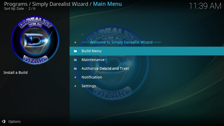 Select Build Menu.