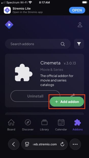 choose add addon