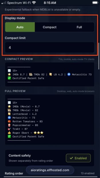 choose display mode